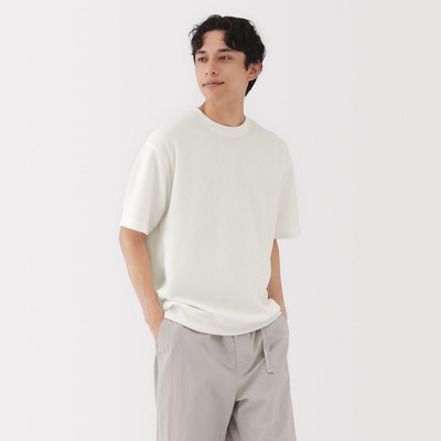 [26SS] MUJI Áo Thun Nam Waffle Chống Uv Nhanh Khô Cổ Tròn Tay Ngắn