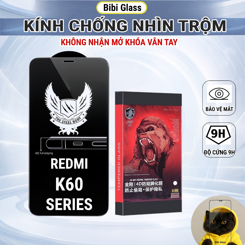 Cường lực Redmi K60, K60 Ultra, K60 Pro 5G chống nhìn trộm full màn kính màn redmi bibi glass