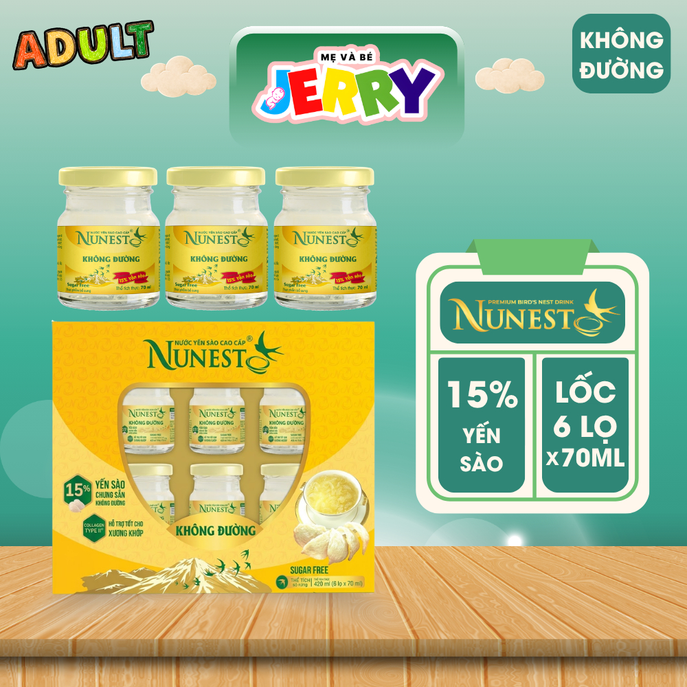 [Lốc 6 Lọ] Yến Sào Nunest Không Đường 70ml