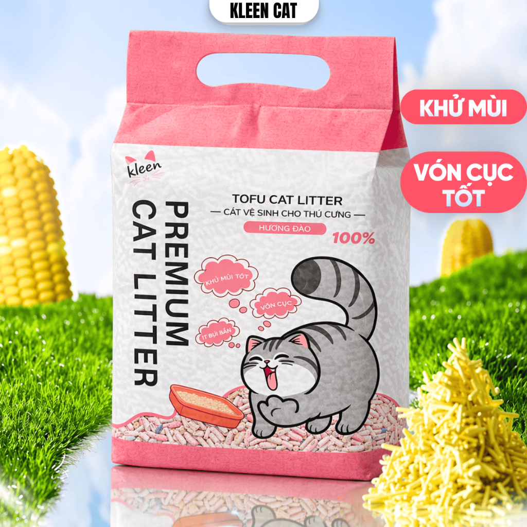 Cát Mèo Đậu Nành Organic Kleen Cat, Cát Vệ Sinh Cho Mèo Tofu 100% Hữu Cơ - CM42