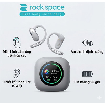Tai nghe bluetooth không dây kẹp vành tai Rockspace X918 cảm ứng thông minh  bảo hành 12 tháng