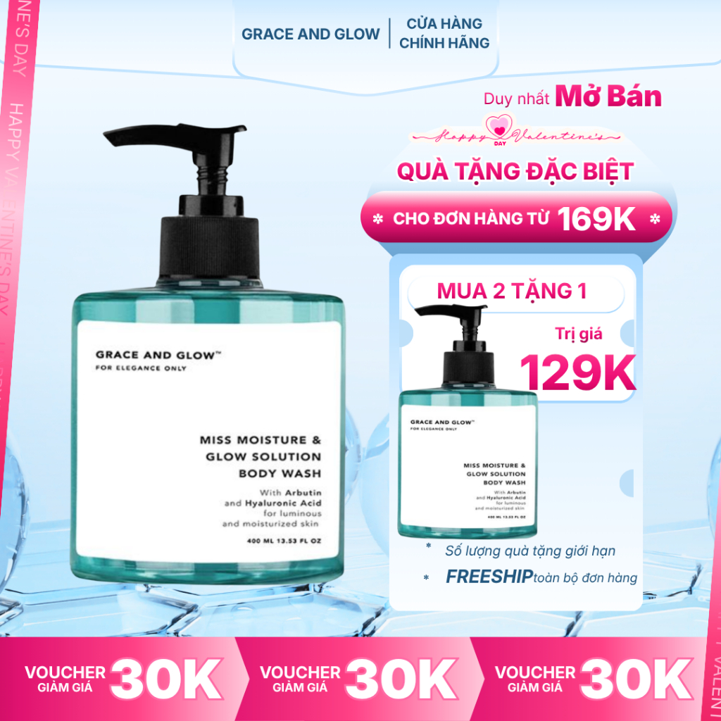 Sữa Tắm Grace And Glow Miss Moisture Dưỡng Ẩm Da 400ml Miss Moisture And Glow Solution Body Wash