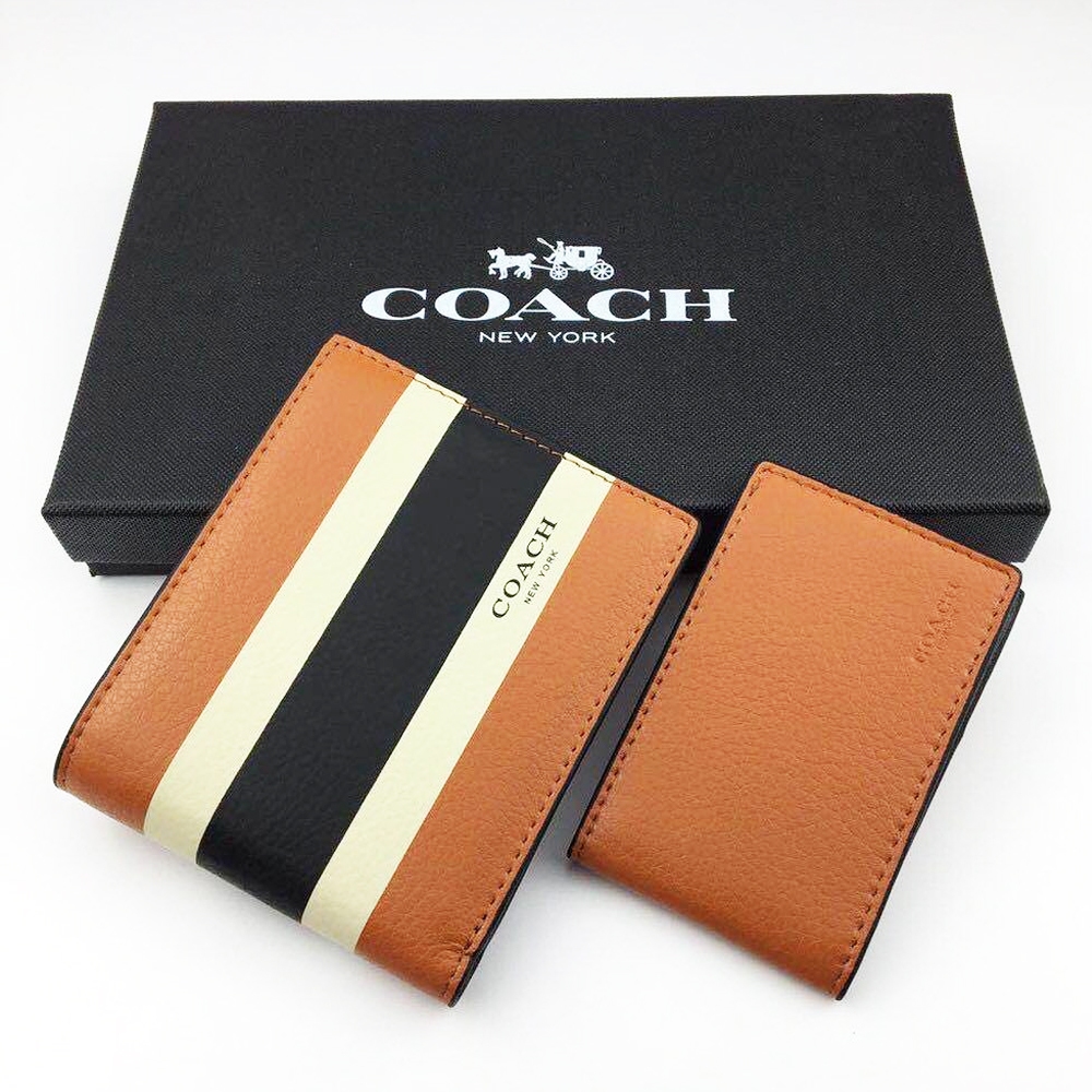 Ví Coach F75086 Compact ID Leather Wallet Saddle