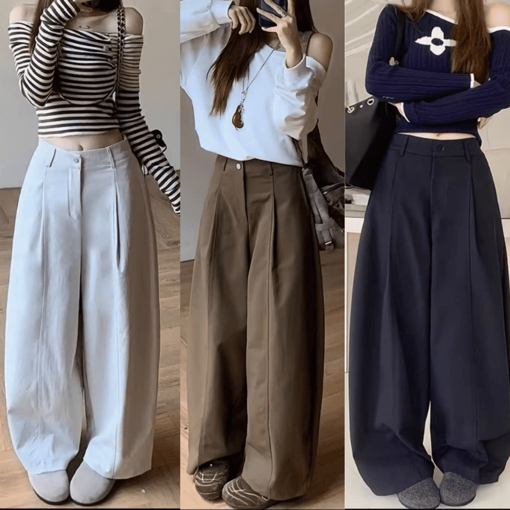 [ Deal Mở Bán ] Quần Kaki Nhật Form Suông Rộng HIYOU, Cạp Nửa Sau Lưng Chun Co Giãn Phong Cách Hàn Q