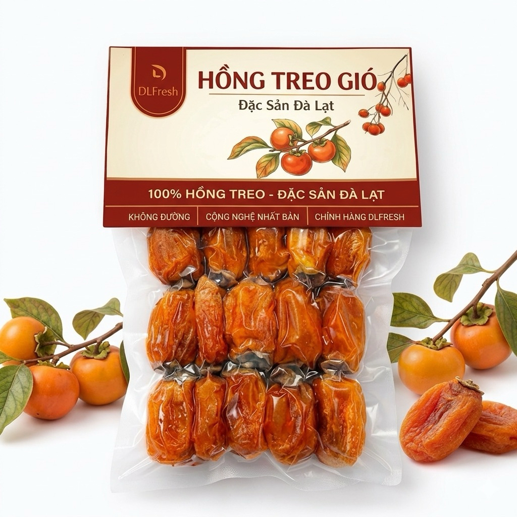 Hồng Treo Gió DLFresh Đà Lạt | Dẻo Mật Tự Nhiên, Không Đường, Chuẩn Nhật Bản, Đặc Sản Cao Cấp
