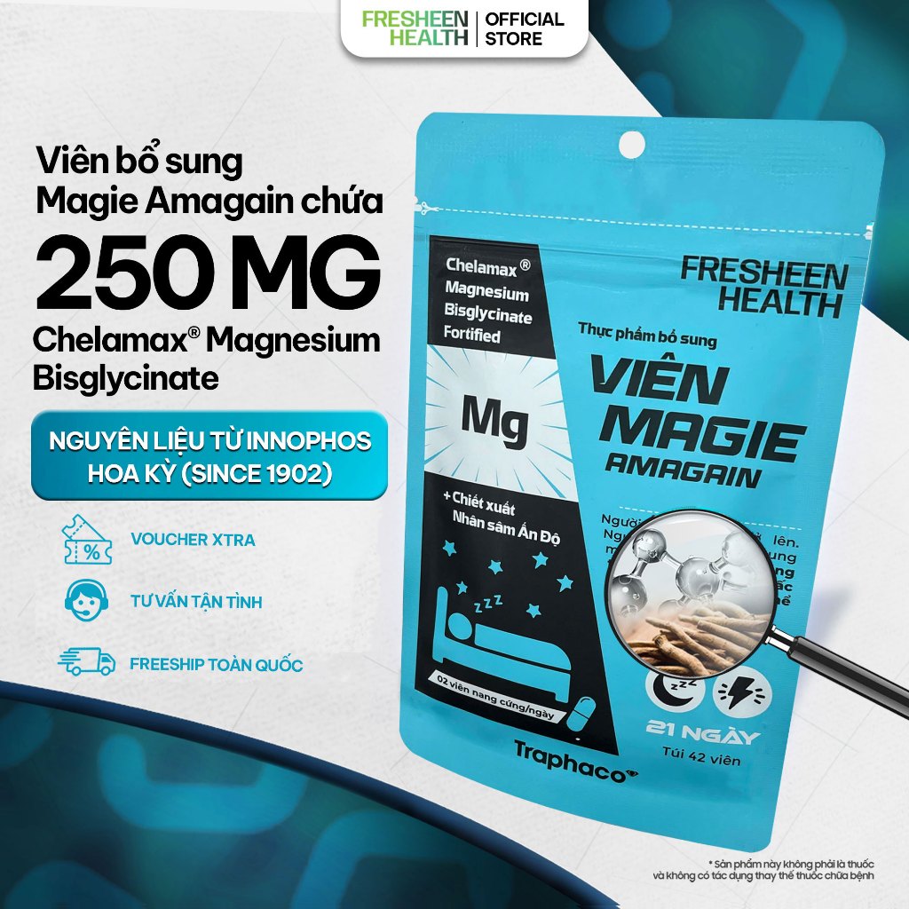 Viên Magie AMAGAIN bổ sung Chelamax® Magie Bisglycinate (Mỹ) - sản xuất tại Traphaco CNC phân phối b