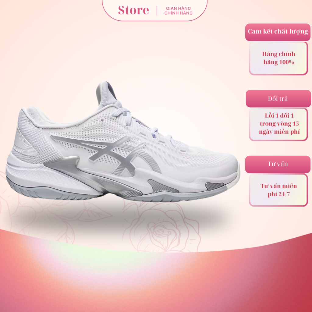 [ Chính Hãng ] Giày Thể Thao Asics Court FF3 Novak White Silver Full Box