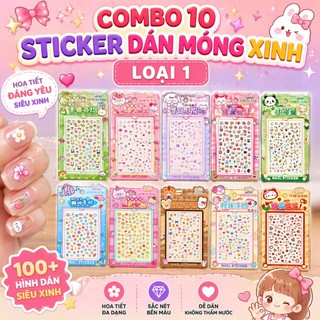 Combo 10 miếng Dán móng tay, sticker dán móng dễ thương