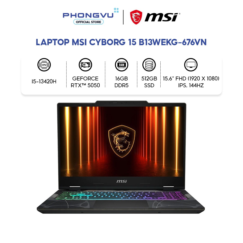 Laptop MSI Cyborg 15 B13WEKG-676VN (i5-13420H) (Đen) - Bảo hành 24 tháng