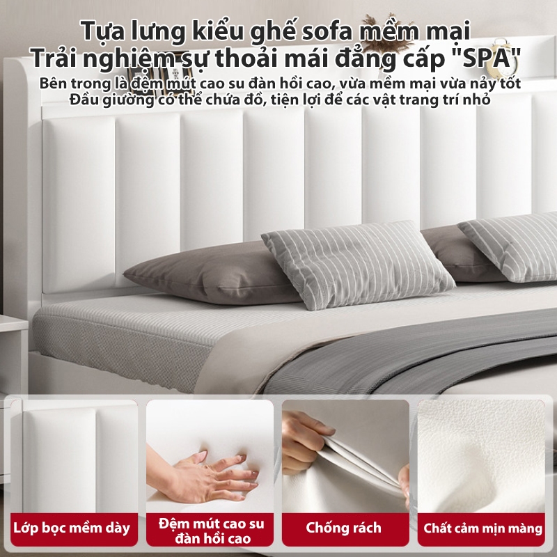 Giường ngủ thông minh 1m8 Giường gỗ tự nhiên cao cấp phong cách hiện đại Có ngăn kéo Dễ lắp ráp | BigBuy360 - bigbuy360.vn
