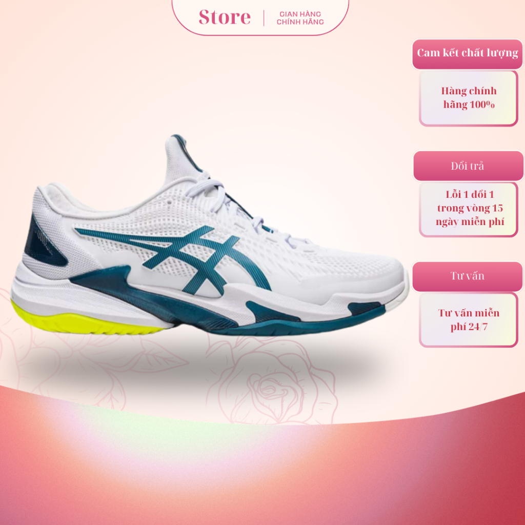 [ Chính Hãng ] Giày Thể Thao Asics Court FF3 Novak White Blue Full Box