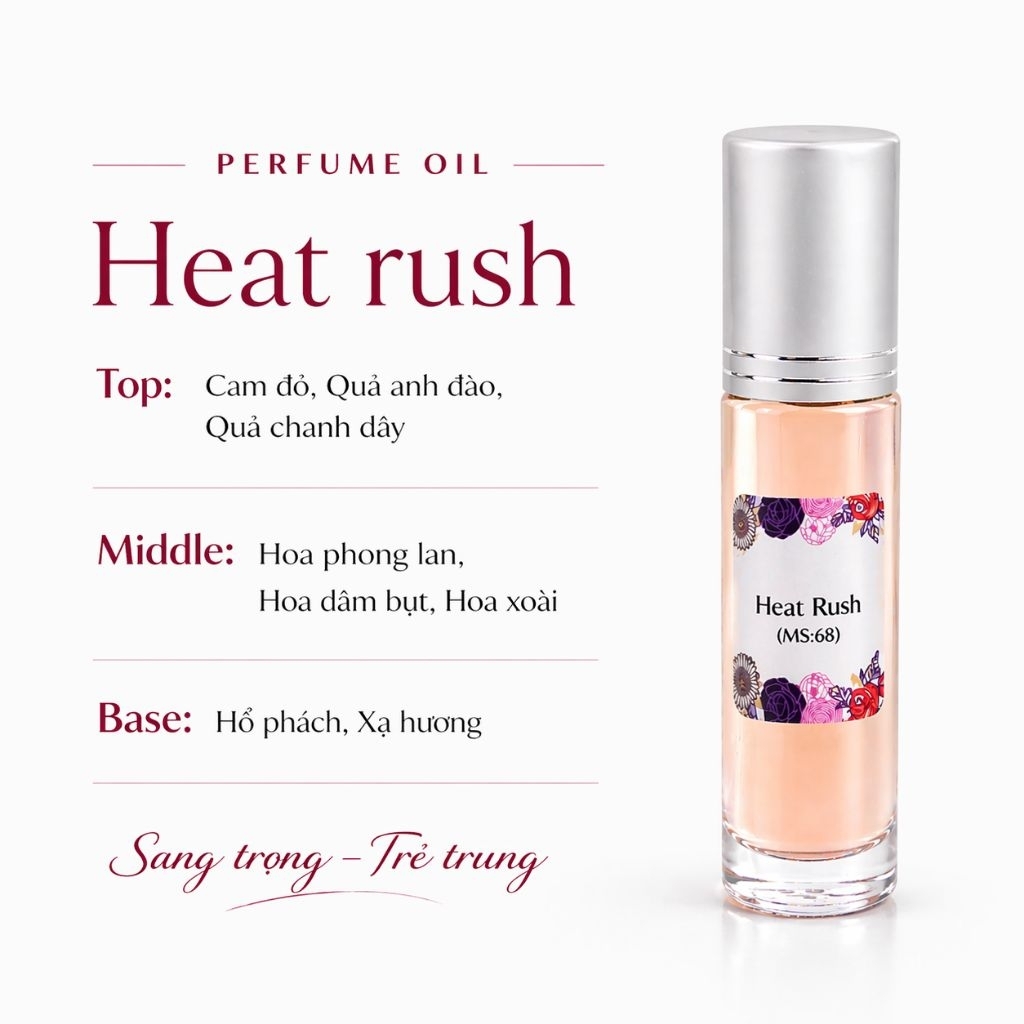 Tinh Dầu Nước Hoa Nữ Heat Rush 10ml, Sang trọng, trẻ trung