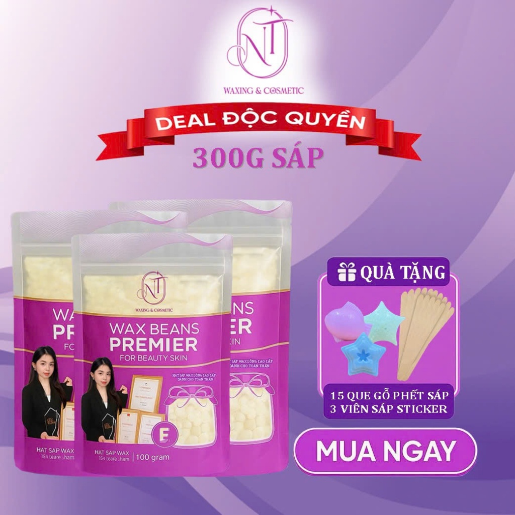 SÁP ÁNH TÍM PREMIE CAO CẤP NT WAXING, SÁP Wax Lông Nóng Siêu Bám Lông