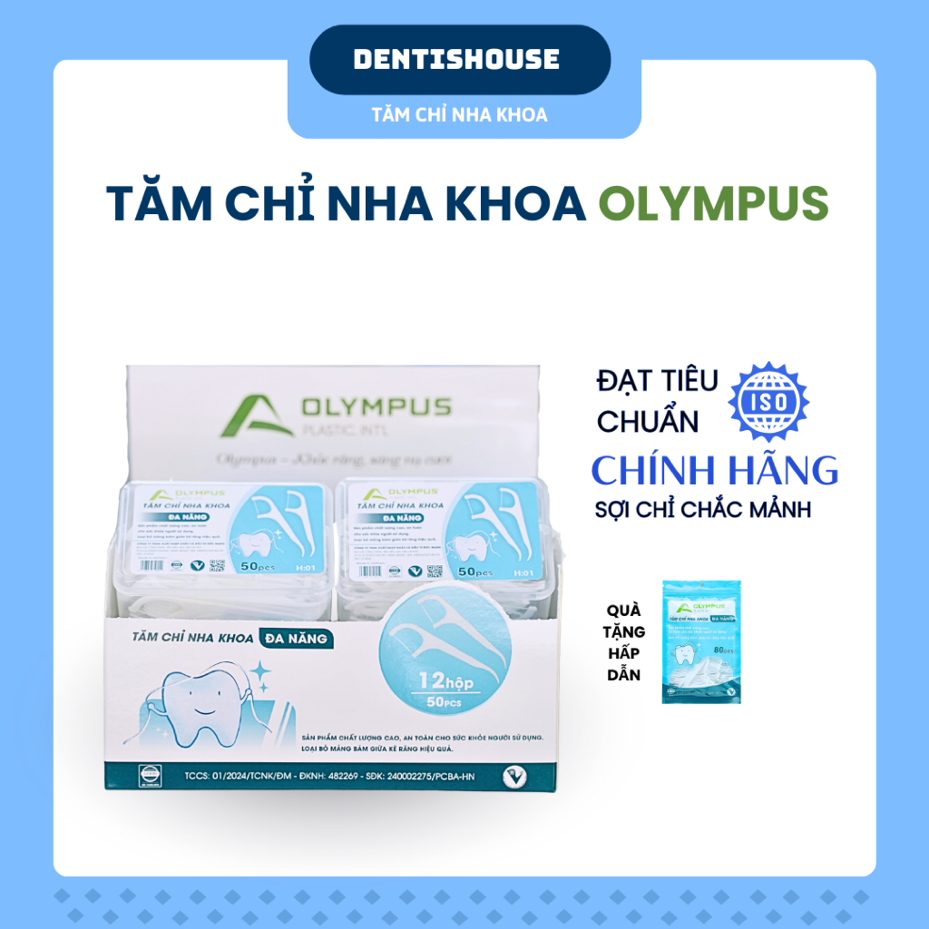 [ Giá Tốt ] Tăm chỉ nha khoa OLYMPUS 12 hộp tặng 1 túi (Tổng 680pcs) -Tăm chỉ nha khoa vệ sinh răng 