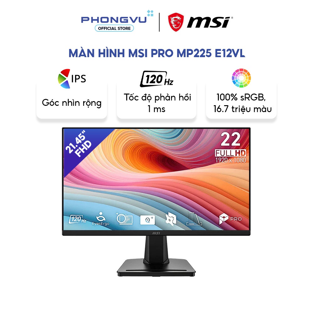 Màn hình MSI PRO MP225 E12VL 21.45 inch - FHD - VA - 120Hz - 1ms - Chính hãng - Bảo hành 24 tháng