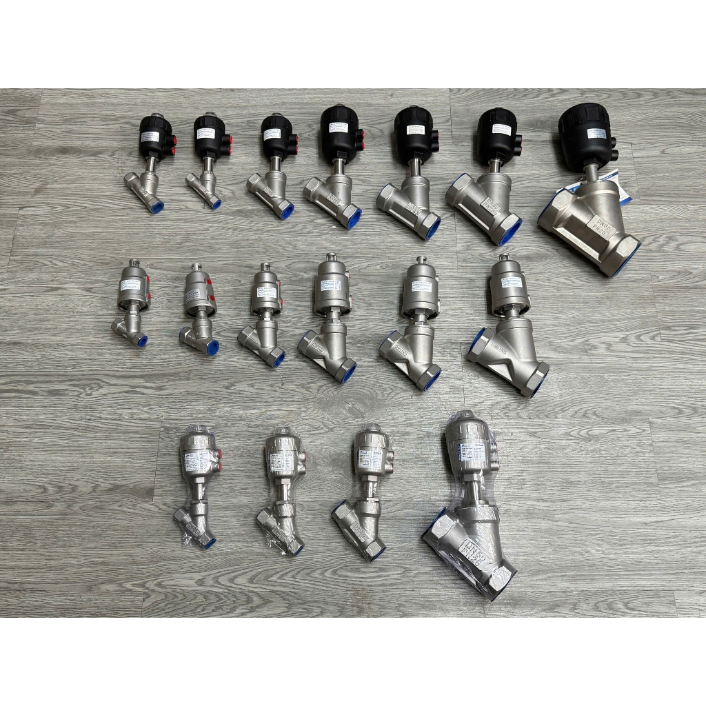 DN40 Van xiên chữ y DN40 bầu inox, Van xiên inox DN40 ren 48mm bầu inox khí nén hơi nóng