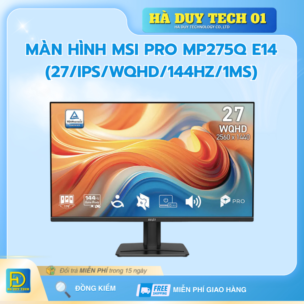 Màn Hình MSI PRO MP275Q E14 (27/IPS/WQHD/144Hz/1ms) - Cam Kết Chính Hãng - BH 24T - Ha Duy Tech