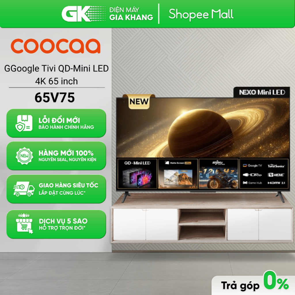 65V75 | 65Y73 Google Tivi Coocaa 4K 65 inch [Freeship HCM]