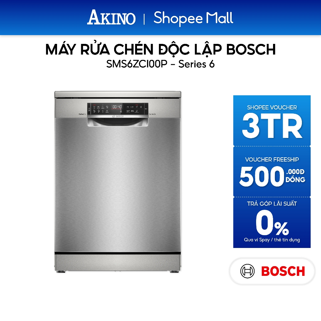 Máy rửa chén độc lập Bosch SMS6ZCI00P Series 6 - Hàng Chính Hãng