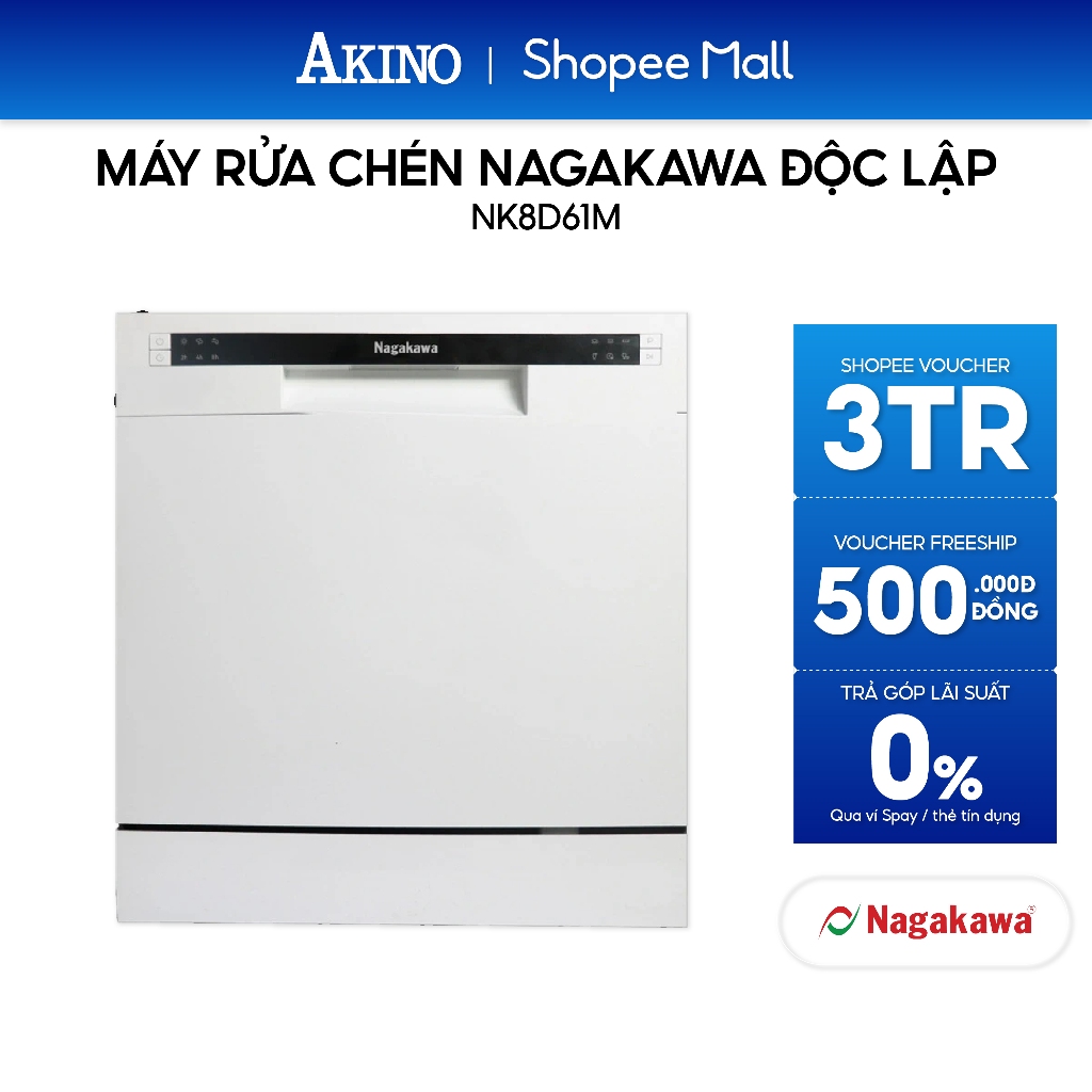 Máy rửa chén độc lập Nagakawa NK8D61M - Miễn phí giao hàng