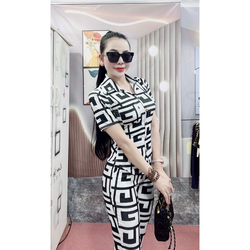 ĐỒ BỘ XINH AN CHI - QUẦN DÀI ỐNG LOE TÔN DÁNG, ÁO KIỂU SƠ MI- VẢI THUN TĂM LẠNH CO GIÃN