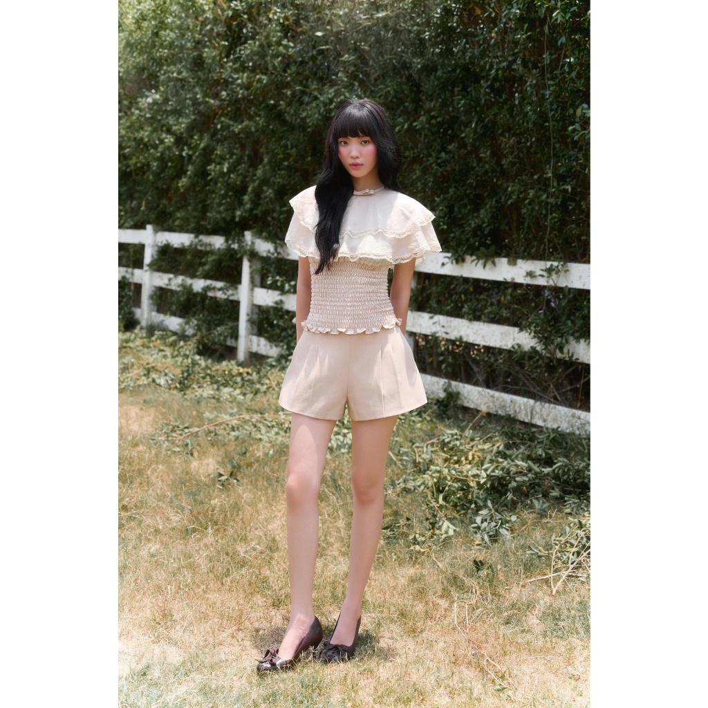 Set JULY Áo Vai Trùm Không Tay Mocking Thân Chất Liệu Line Tơ Và Quần Dáng A Kaki Nhung PL CLOTHING