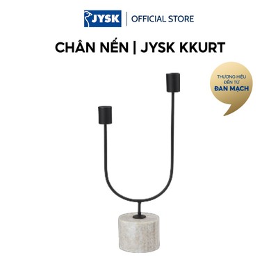 Chân nến | JYSK KURT | thép/đá cẩm thạch | đen/nâu | R15xD7xC33cm