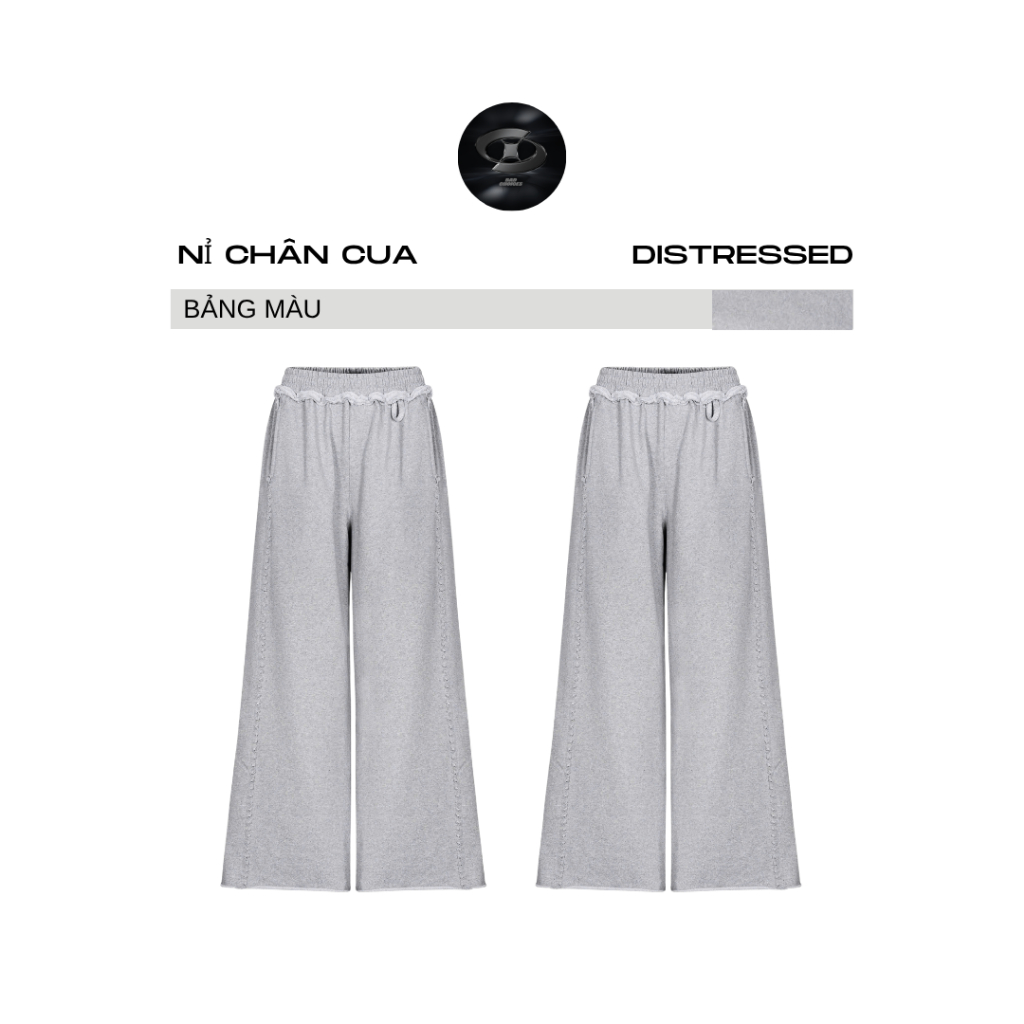 BadChoices | Quần dài suông NỈ chân cua Distressed phối rách StreetStyle | BigBuy360 - bigbuy360.vn