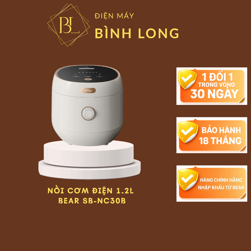 Nồi cơm điện Bear 1.2L SB-NC30B - Điện Máy Bình Long