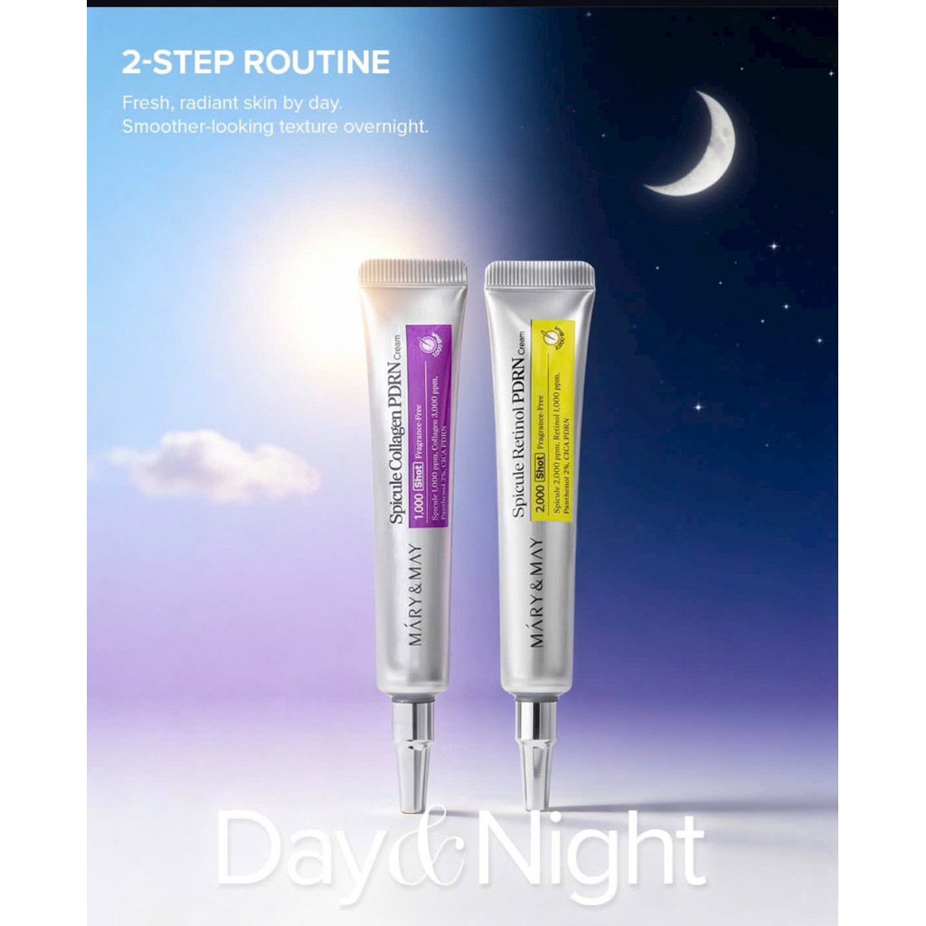 Kem PDRN phục hồi da nhà Mary & May Spicule Collagen PDRN Cream & Spicule Retinol PDRN Cream