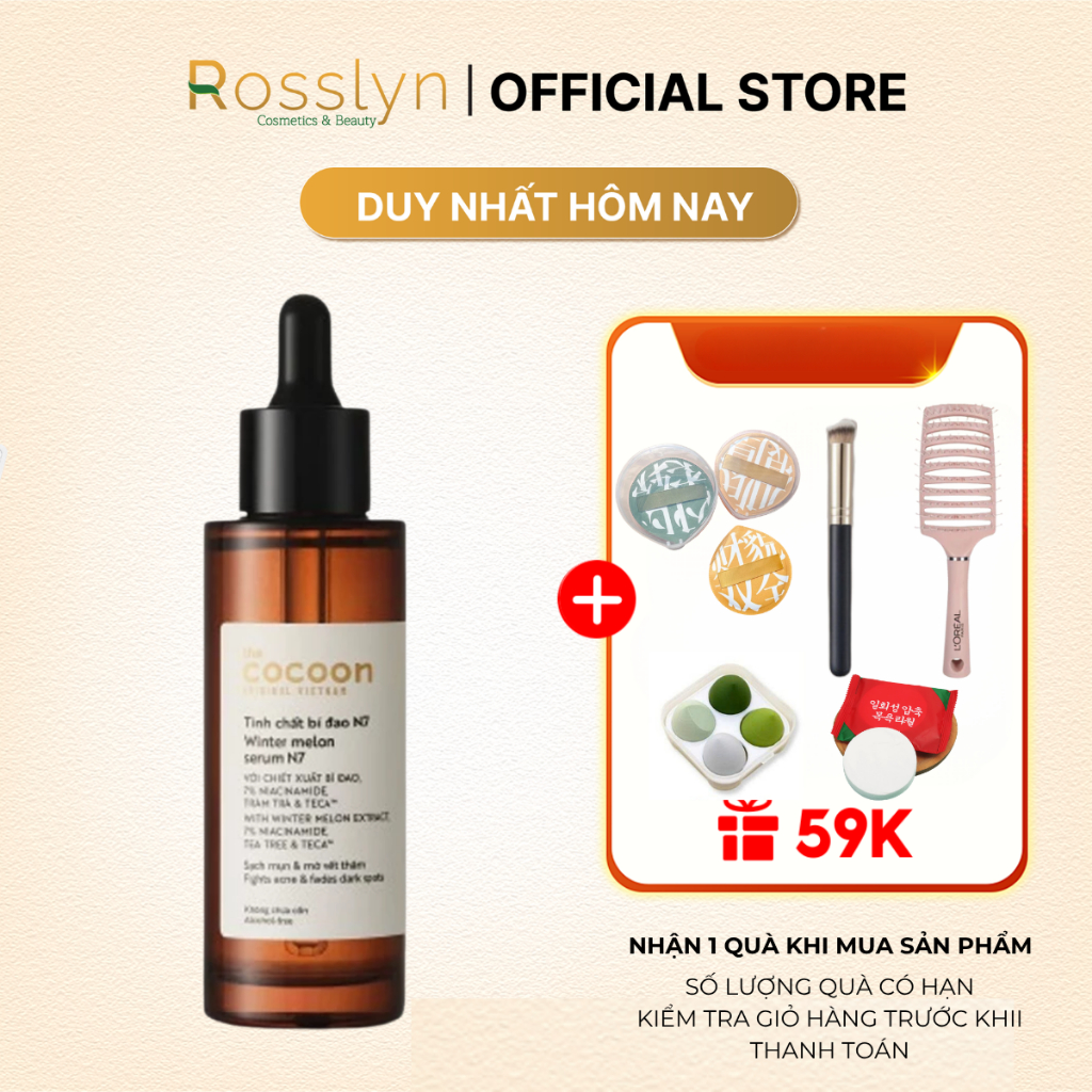 Tinh chất Serum bí đao Cocoon 70ml cho da mụn bản mới 7% Niacinamide N7 Rosslyn