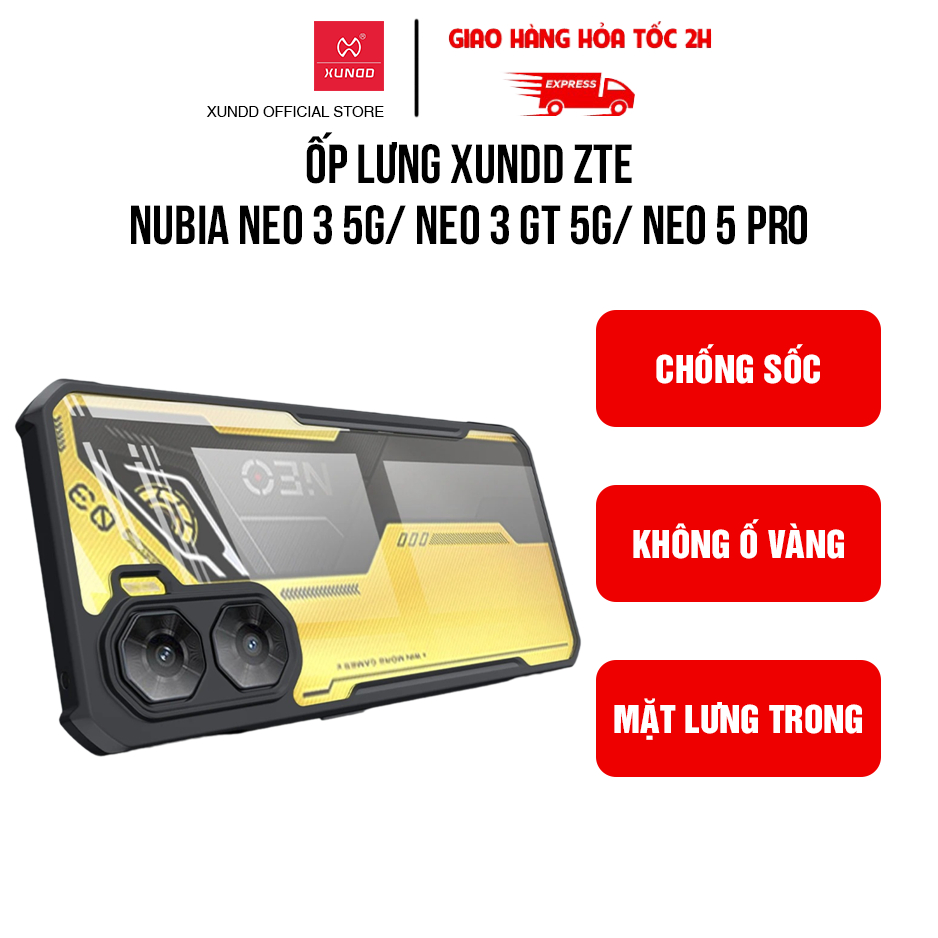 Ốp lưng XUNDD ZTE Nubia Neo 3 5G/ Neo 3 GT 5G/ Neo 5 Pro - Viền TPU, Chống sốc, Mặt lưng trong