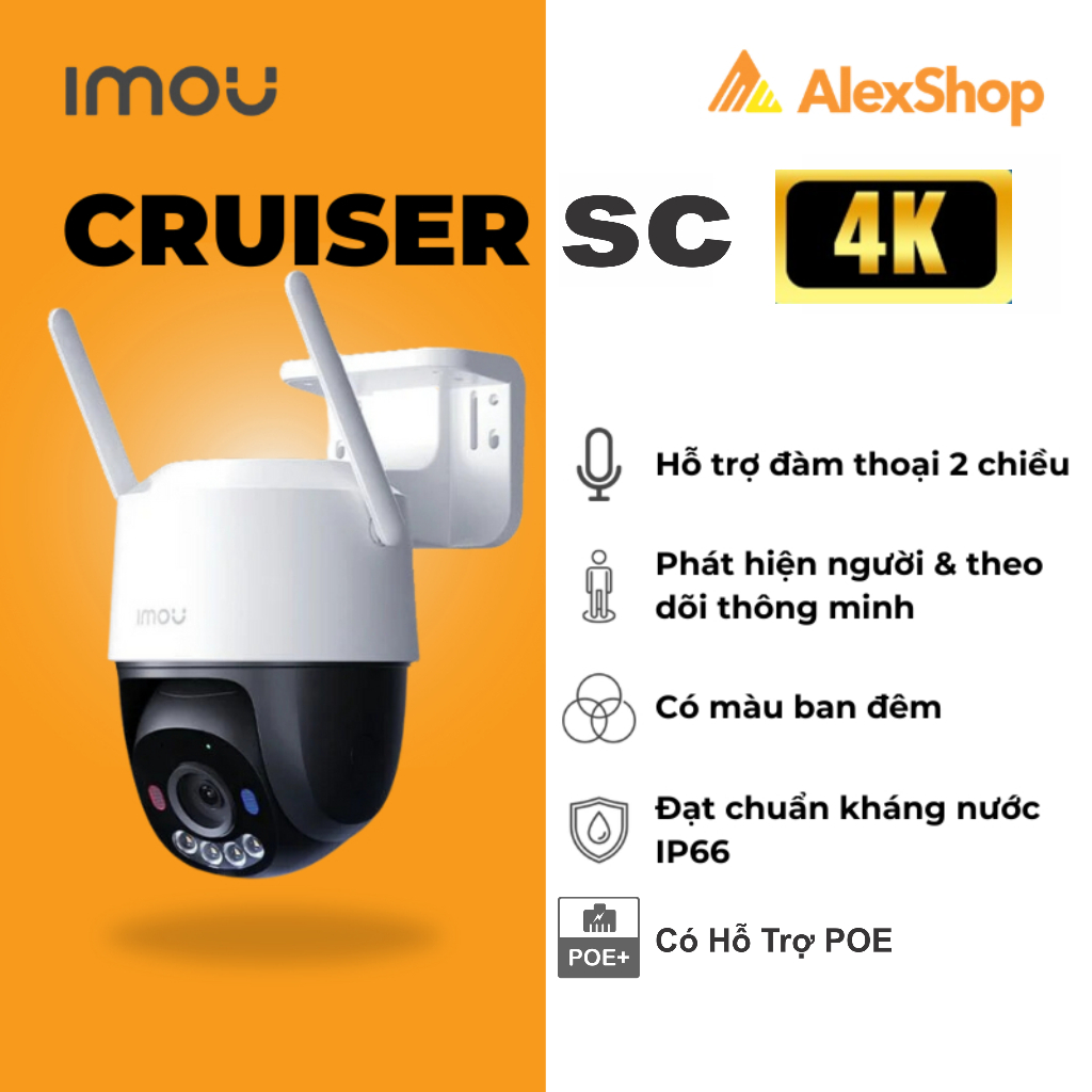 [4K-3K-2K] Camera WIFI Ngoài Trời Imou Cruiser SC 4K/2K/3K, Camera ngoài trời, Đàm thoại 2 chiều Chí