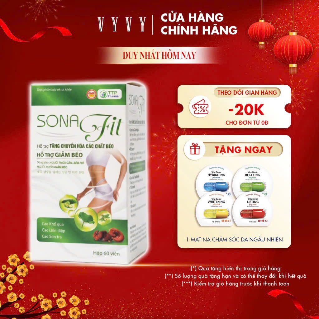 Viên uống giảm cân giảm béo SONA FIT - Giảm cân Body nhanh an toàn hiệu quả giảm 4-8kg hộp 60 viên