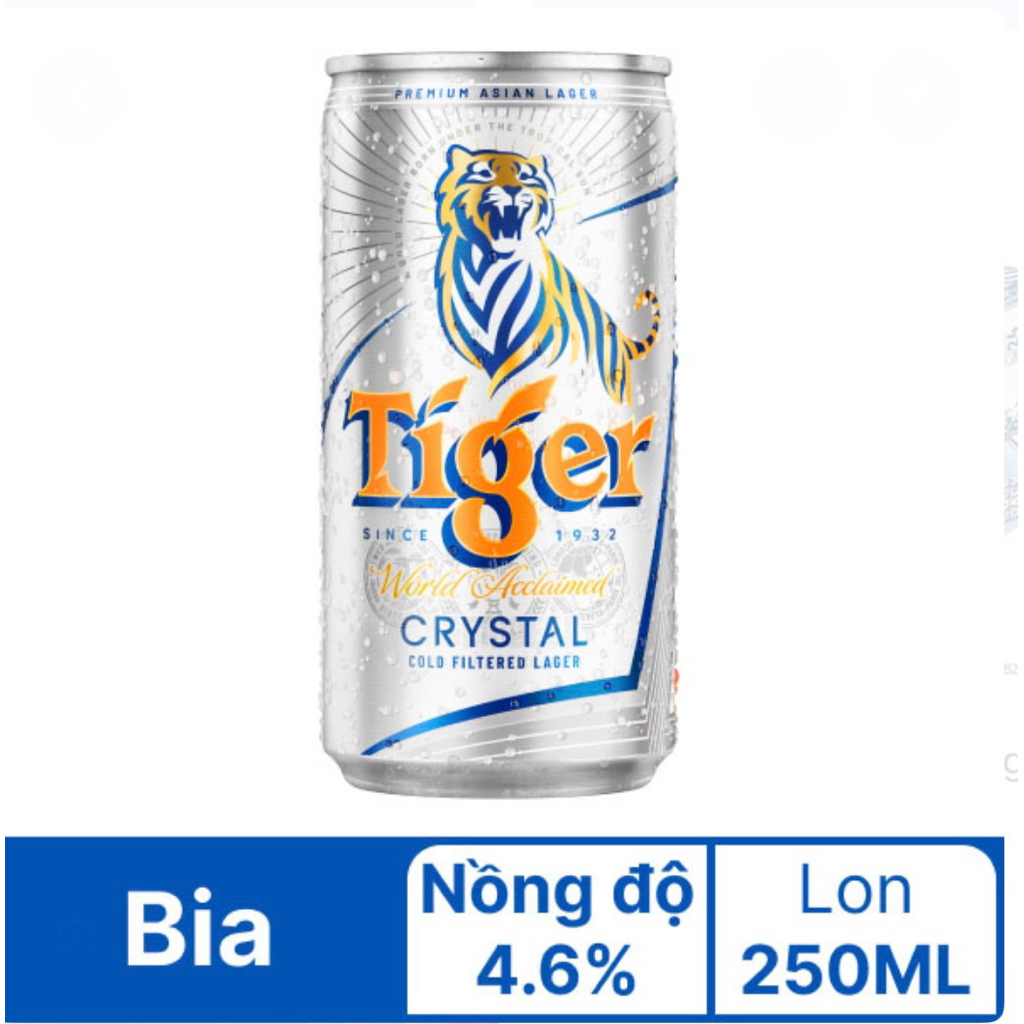 [ 1 Thùng 24 Lon] Tiger Bạc Lùn 250ml