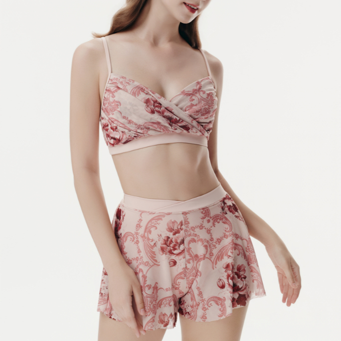 Serene (Champagne Pink) Pole Dance Outfit – Set Múa Cột Cao Cấp, Bodysuit Elegant, Ballet Barre Aeri