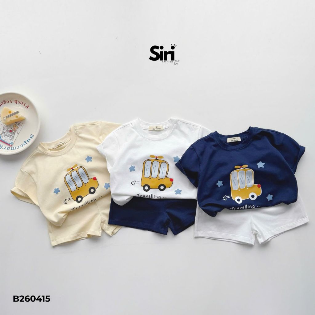 Bộ quần áo công tử cotton xe bus cho bé trai kiểu hàn quốc mặc sinh nhật thôi nôi đám cưới 1-7t Siri