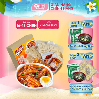 Set nguyên liệu Tokbokki nấu 16 chén kèm kim chi ONICI set lớn