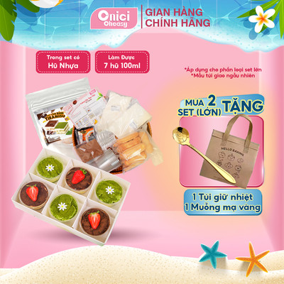 Set làm bánh tiramisu cơ bản 2 vị tự chọn matcha, cacao Bếp Của Mẹ Onici thành phẩm 7 hủ (100ml/hũ)
