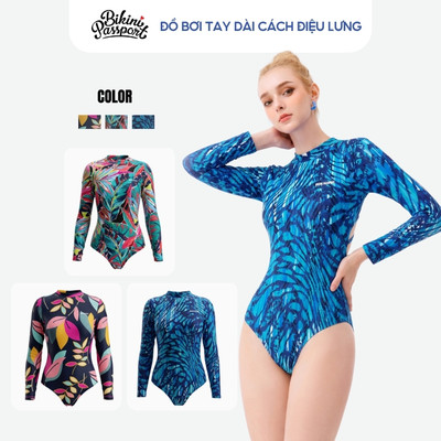 Đồ bơi một mảnh nữ tay dài đan dây lưng đi biển - Bikini Passport - BS458_IN