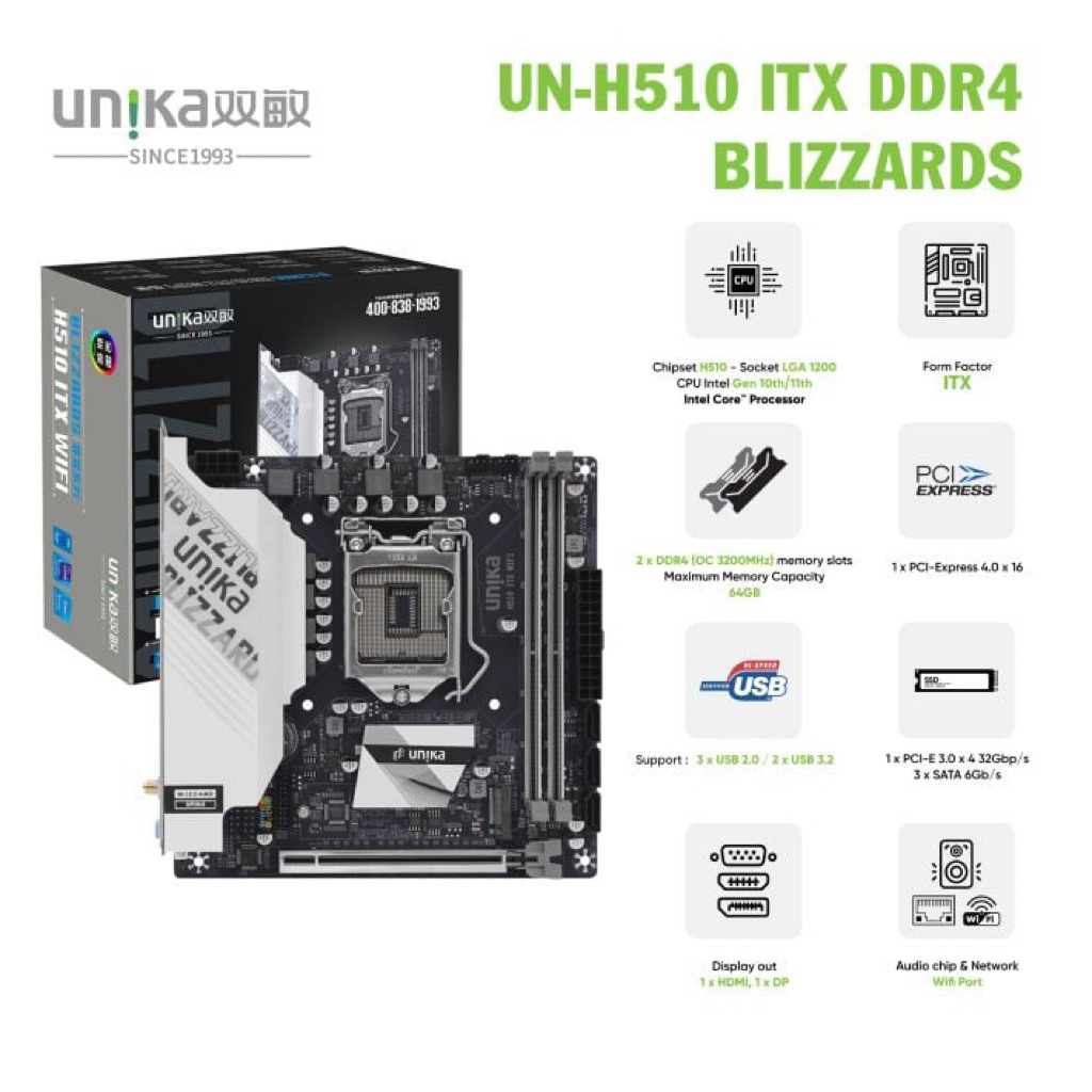 Mainboard Unika H510M.ITX DDR4