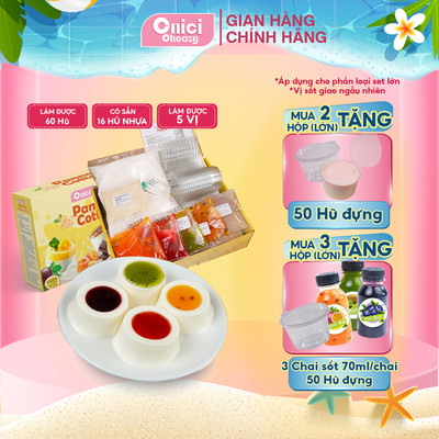 Bánh Panna Cotta 5 vị ONICI set nguyên liệu nấu được 60-65 hủ 60ml