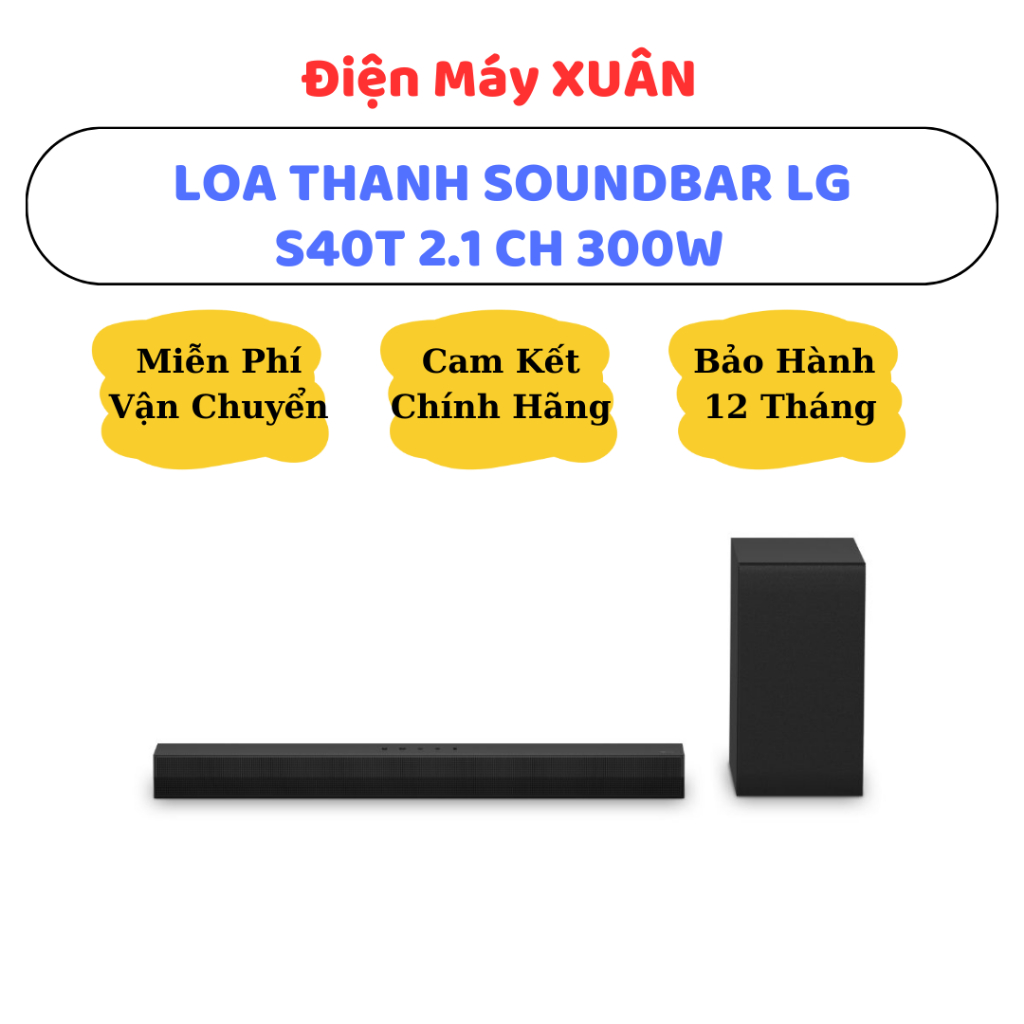 BỘ LOA THANH SOUNDBAR LG S40T MẪU 2026 300W - HÀNG CHÍNH HÃNG, BẢO HÀNH 12 THÁNG