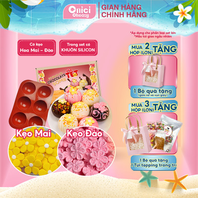 Set nguyên liệu chocolate bomb phiên bản TẾT làm 3 màu socola ONICI thành phẩm 6 viên