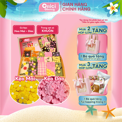 Set nguyên liệu chocolate bark phiên bản TẾT, socola thanh ONICI thành phẩm 6 thanh (60 viên)