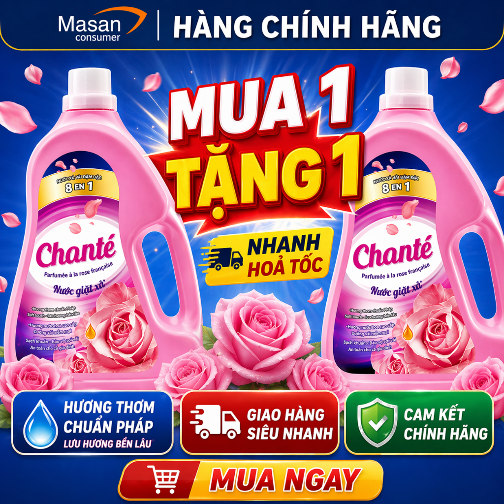 [Mua 1 Tặng 1] Nước Giặt Xả Chante Hoa Hồng Pháp Ohara 8in1 Chính Hãng - Sạch Sâu, Thơm Lâu