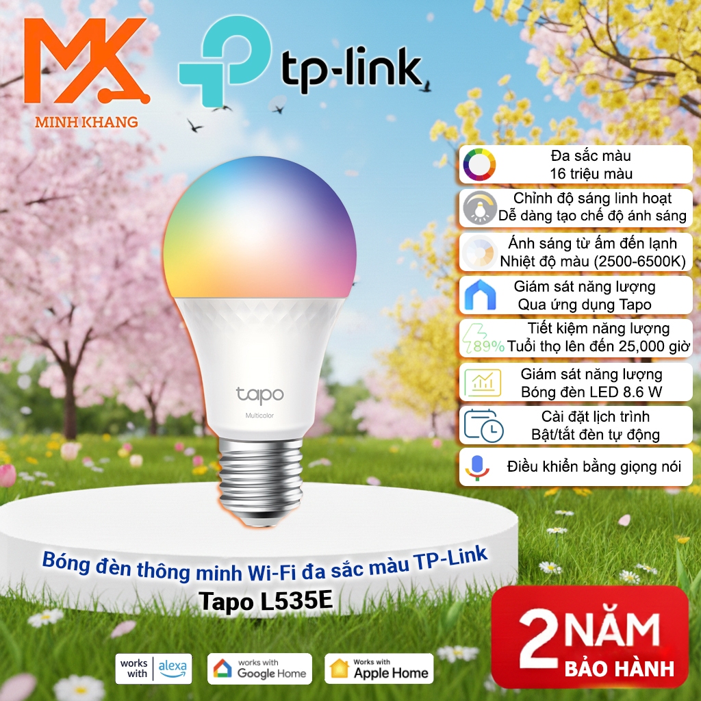 [Chính Hãng TP-Link] Tapo L535E – Bóng Đèn Thông Minh WiFi Đa Sắc Màu | 16 Triệu Màu, Điều Khiển App