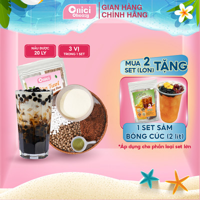Set nguyên liệu làm sữa tươi trân châu đường đen Bếp của mẹ Onici mix 3 vị