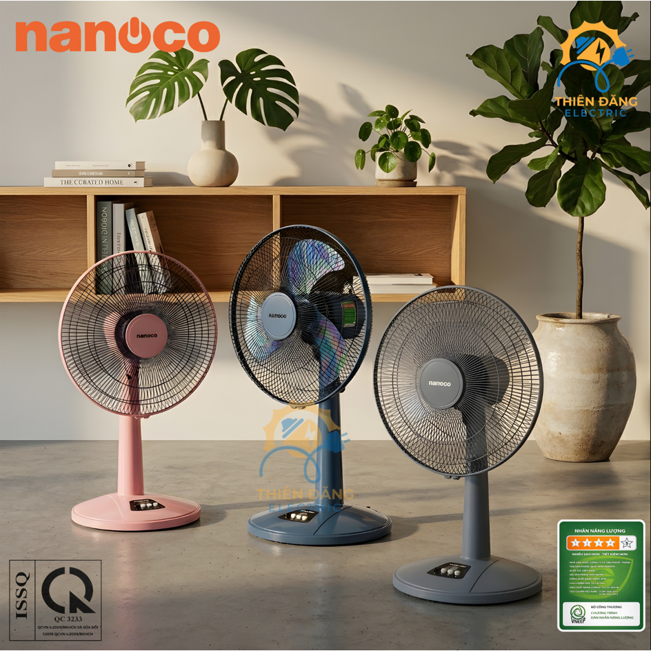 Quạt Lửng Cơ, bạc đạn, 47W, NLF1625 NANOCO có 3 màu hồng,xanh,ghi
