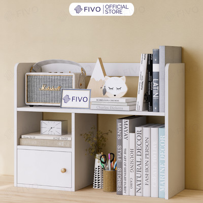 Kệ Gỗ Để Bàn FB21 FIVO Cao Cấp Màu Trắng Và Xám, Decor Bàn Học, Văn Phòng, Hộc Tủ Rộng Rãi, Đa Dạng Mẫu Mã, Màu Sắc